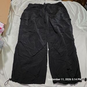 No Boundaries Black Nylon Cargo Pants Plus Size XXXL 21 Wide Leg Bungee Hem